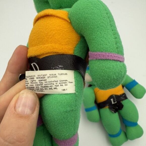 Vintage 1989 TMNT Leonardo Donatello  Plush 8" ACE Novelty Mirage Studios Ninja - Picture 3 of 7